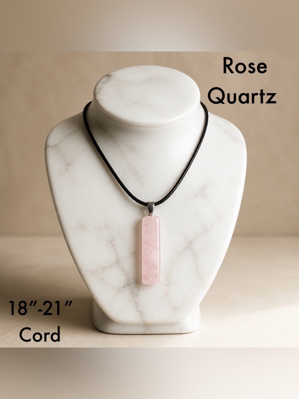 Rose Quartz Bar Pendant Necklace - Crystal / Stone